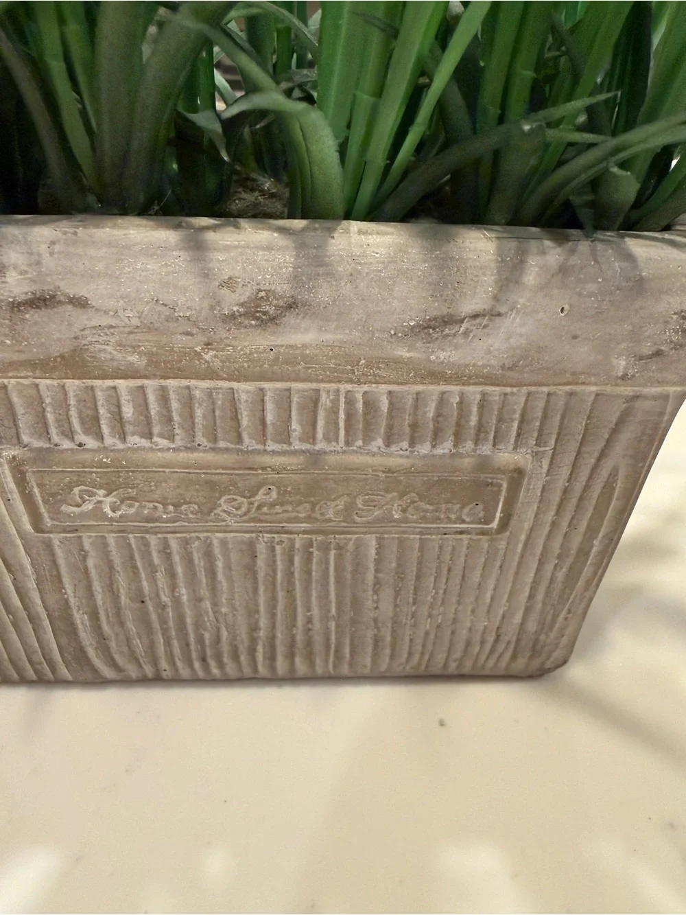 Faux Grass Arrangement in Home Sweet Home Planter Farmhouse Decor